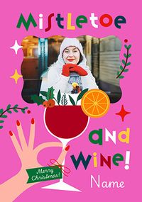 Tap to view Mistletoe and Wine Photo Christmas Card