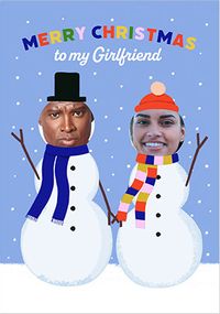 Tap to view Photo Upload Snowmen Christmas Card for Girlfriend