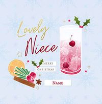 Tap to view Lovely Niece Festive Drink Square Christmas Card