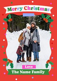 Tap to view Merry Christmas from the Family Polka Dot Frame Photo Card