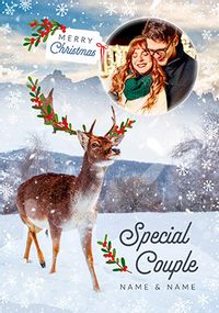 Tap to view Special Couple Reindeer Photo Christmas Card