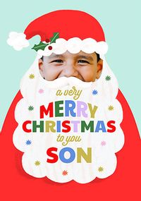 Tap to view Santa Beard Christmas Photo Upload Card for Son