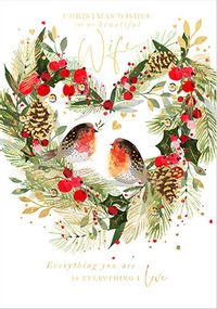 Tap to view Wife Robins Wreath Christmas Card