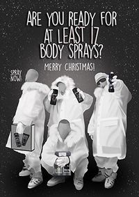 Tap to view 17 Body Sprays Christmas Card