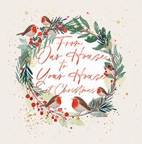 Tap to view From our House Robin Wreath Christmas Card