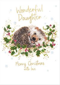 Tap to view Wonderful Daughter Hedgehog Christmas Card