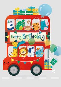 Tap to view Animal Bus Birthday Card