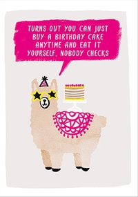 Tap to view Funny Llama Birthday Cake Card