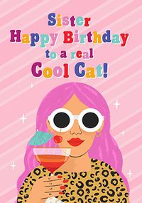 Tap to view Sister Cool Cat Birthday Card