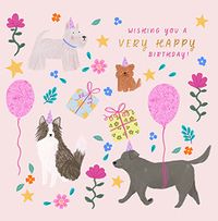 Tap to view Birthday Party Dogs Square Card