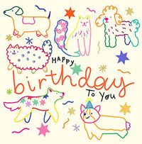 Tap to view Party Pets Square Birthday Card