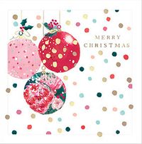 Tap to view Polka Dotted Baubles Square Christmas Card