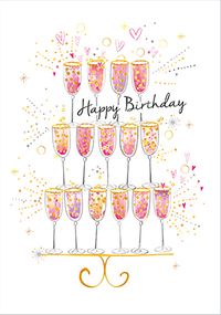 Tap to view Happy Birthday Champagne Flute Tower Card