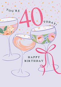 Tap to view Champagne Glasses 40th Birthday Card