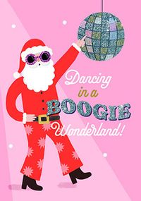 Tap to view Boogie Wonderland Disco Santa Christmas Card