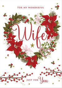 Tap to view Wonderful Wife Floral Wreath Christmas Card