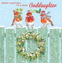 Tap to view Christmas Robins Square Card for Goddaughter