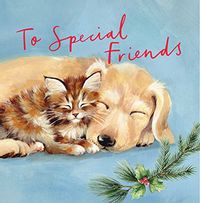 Tap to view To Special Friends Cat and Dog Christmas Card