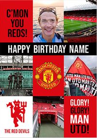 Tap to view Man United - C'mon You Red Photo Birthday Card