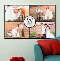 Tap to view 4 Photo Canvas Print with Text - Landscape, Black Border
