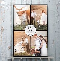 Tap to view 4 Photo Canvas Print with Text - Portrait, Black Border