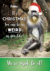 Tap to view It's Christmas - Be Weird Personalised Card