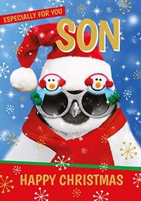 Tap to view Son at Christmas Penguin Personalised Card