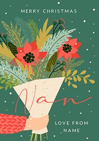 Tap to view Merry Christmas Nan Poinsettia Personalised Card