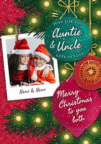 Tap to view Auntie & Uncle Christmas Baubles Photo Card