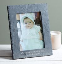 Tap to view Christening Personalised Slate Photo Frame - Portrait