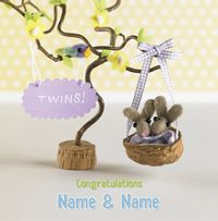 Tap to view Feltipips Twin Bunnies New Baby Twins Card