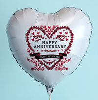 Tap to view Happy Anniversary Heart Personalised Balloon