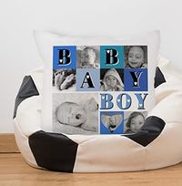 Tap to view Baby Boy Heart Photo Collage Cushion
