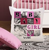 Tap to view Baby Girl Heart Photo Collage Cushion