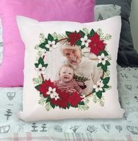 Tap to view Christmas Poinsettia Plant Photo Cushion