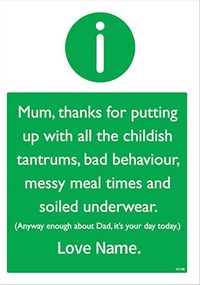 Tap to view Bad Behaviour Personalised Mother's Day Card
