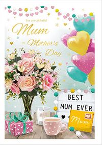 Tap to view Mum Flowers and Balloons Personalised Mother's Day Card