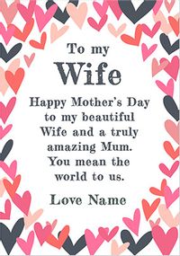 Tap to view Wife on Mother's Day Personalised Hearts Card