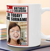 Tap to view 30th Birthday - Newspaper Spoof Mug for Her