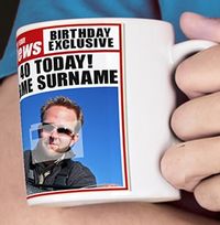 Tap to view 40th Birthday - Newspaper Spoof Mug for Him