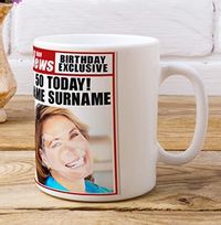 Tap to view 50th Birthday - Newspaper Spoof Mug for Her