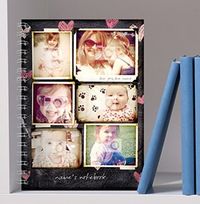Tap to view 6 Photo Collage Love Heart Chalkboard Notebook