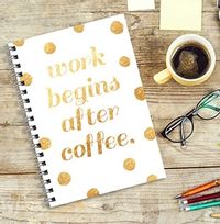 Tap to view Work & Coffee Personalised Notebook, Gold