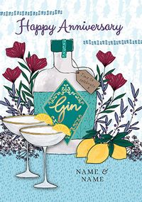 Tap to view Lemons and Gin Anniversary personalised Card