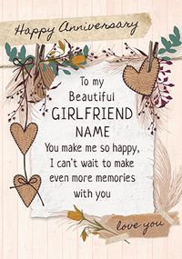 Tap to view Beautiful Girlfriend Anniversary personalised Card