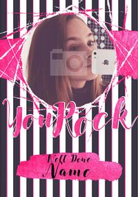Tap to view Glam Rock - Congratulations Card You Rock Photo Upload Pink
