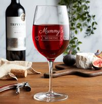 Tap to view 'Mummy's Medicine' Engraved Wine Glass
