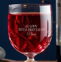 Tap to view Engraved Crystallite Wine Glass - 50th Birthday