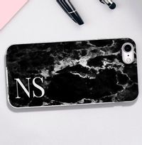 Tap to view Black Marble and Large Initials iPhone Case