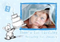Tap to view Baby Boy 1st Birthday Party Invite Postcard